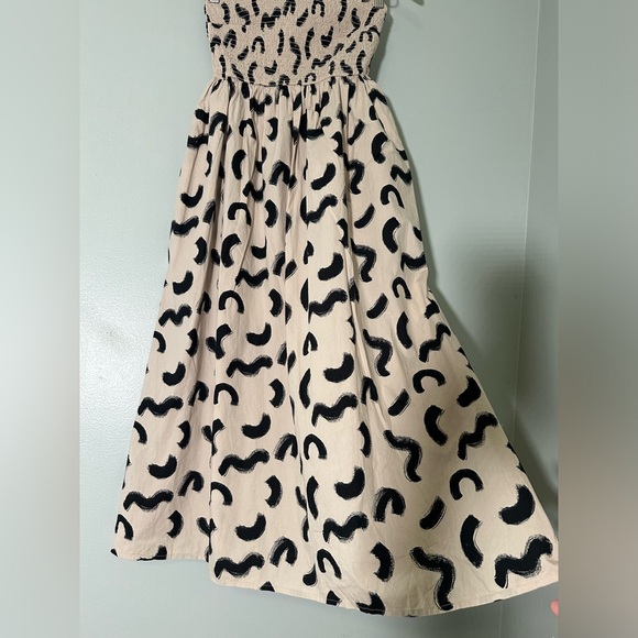 A New Day Women’s XS Strapless Smocked Tube Top Midi Sun Dress, Cream & Black - Picture 3 of 11